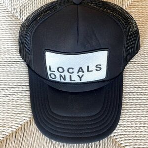 Locals Only Snap back Trucker Style Baseball Hat black and white patch